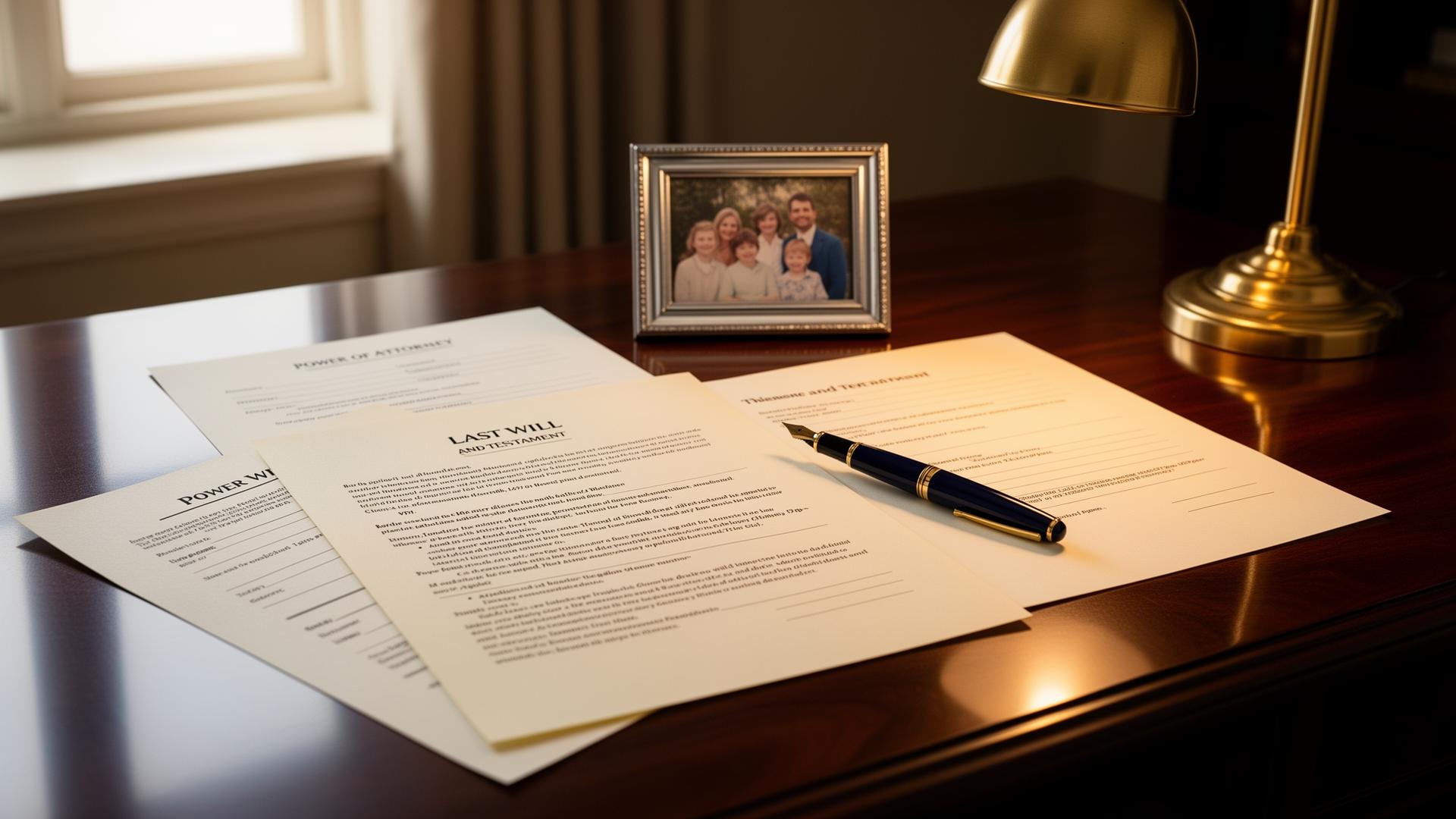 Estate planning documents on an attorney's desk